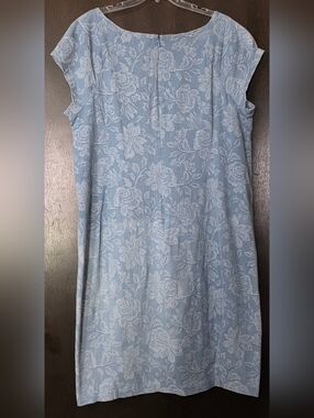 Vintage ICE Denim Chambray Midi Floral Cap-Sleeve Women's Dress Size 22W